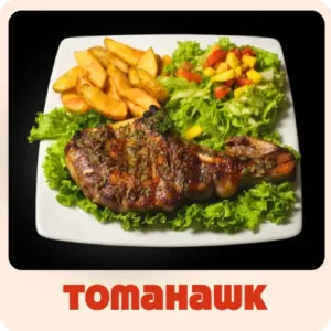 $38.000 | en BBQ o Chimichurri, acompañado de papas a la francesa, porción de ensalada de lechuga, tomate, mango, todo en salsas de la casa.
