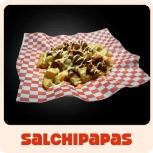 $7.000 | Porción de papas a la francesa con trozos de salchichas en salsas de la casa.