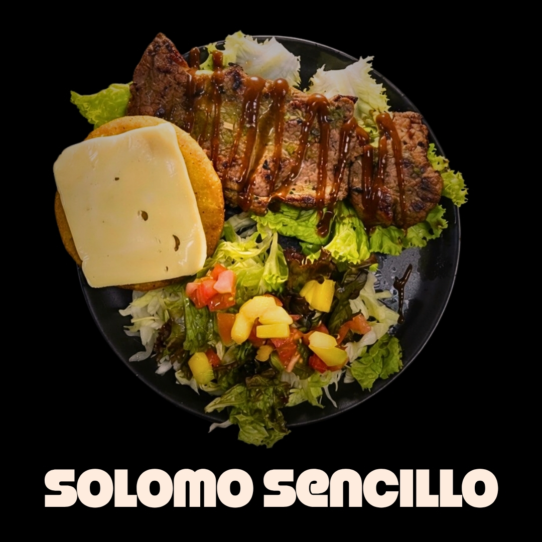 $22.000 | Acompañada de ensalada de lechuga, tomate, mango, y arepa con queso, todo en salsas de la casa. (Sin Papas)