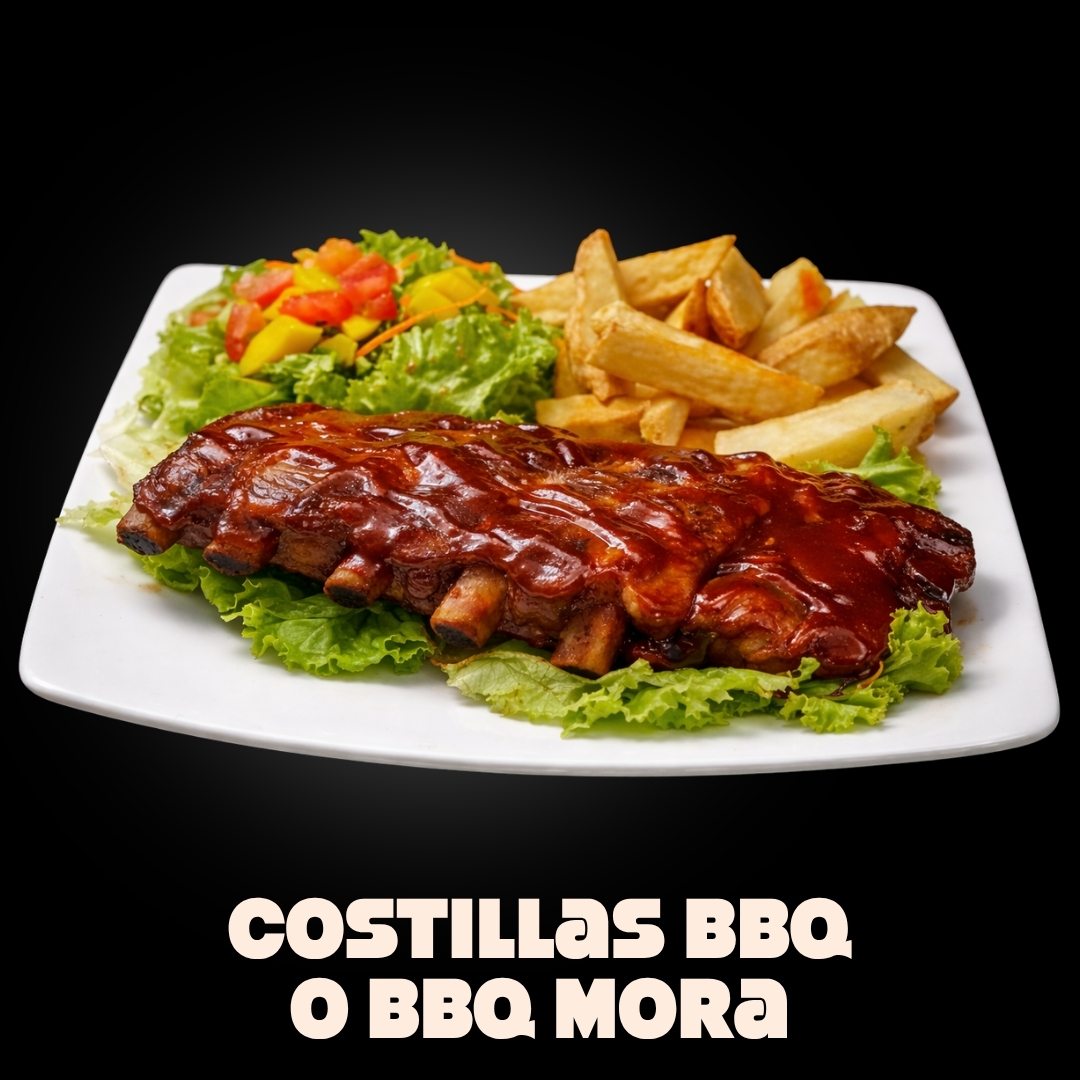 $40.000 | En salsa BBQ o BBQ Mora, arepa con queso mozarella, ensalada de lechuga, tomate y mango, todo con salsas de la casa.