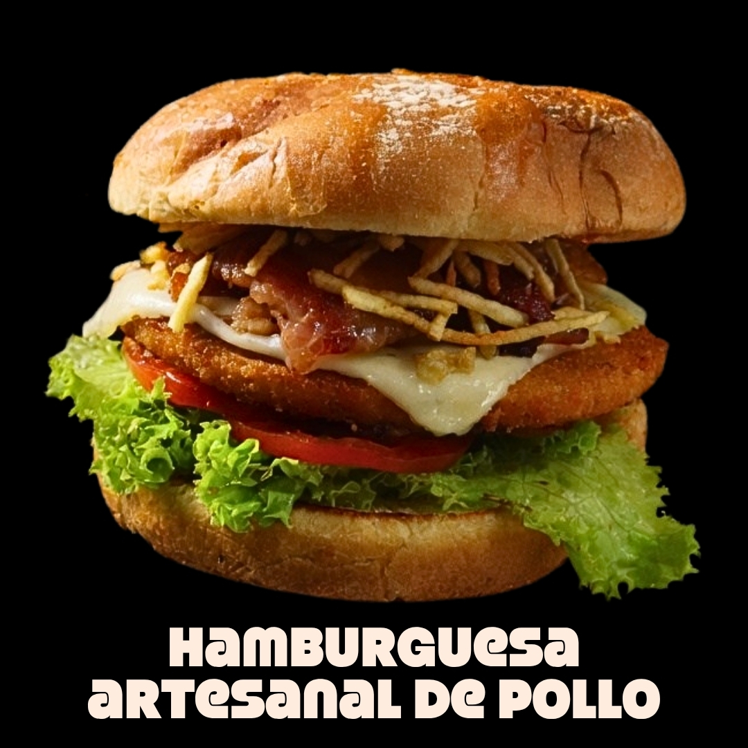 $21.000 | Con queso mozzarella, tocineta, lechuga, tomate, cebolla caramelizada y ripio de papa, con salsas.